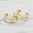 18K Gold Plated on Stainless Steel Geometric half circle earrings placed on a grey table,
it is perfect minimalist gold earrings for everyday wear
lightweight gold hoops for work
clean girl gold accessories
luxury earrings under $50
 Hypoallergenic & Nickel Free
statement earrings that are comfortable
everyday gold earrings for sensitive ears
fashion influencer style earrings