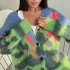 Contrast Green Color Cardigan