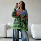 Contrast Green Color Cardigan