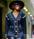 Comic Effect Knit Cardigan