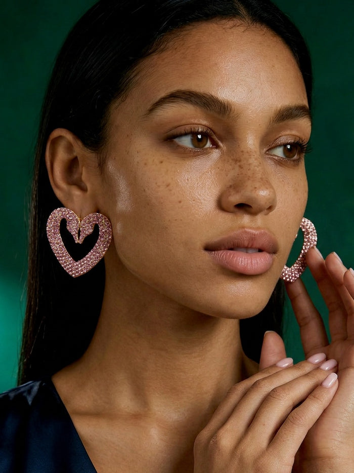 Swan Hearts Studs