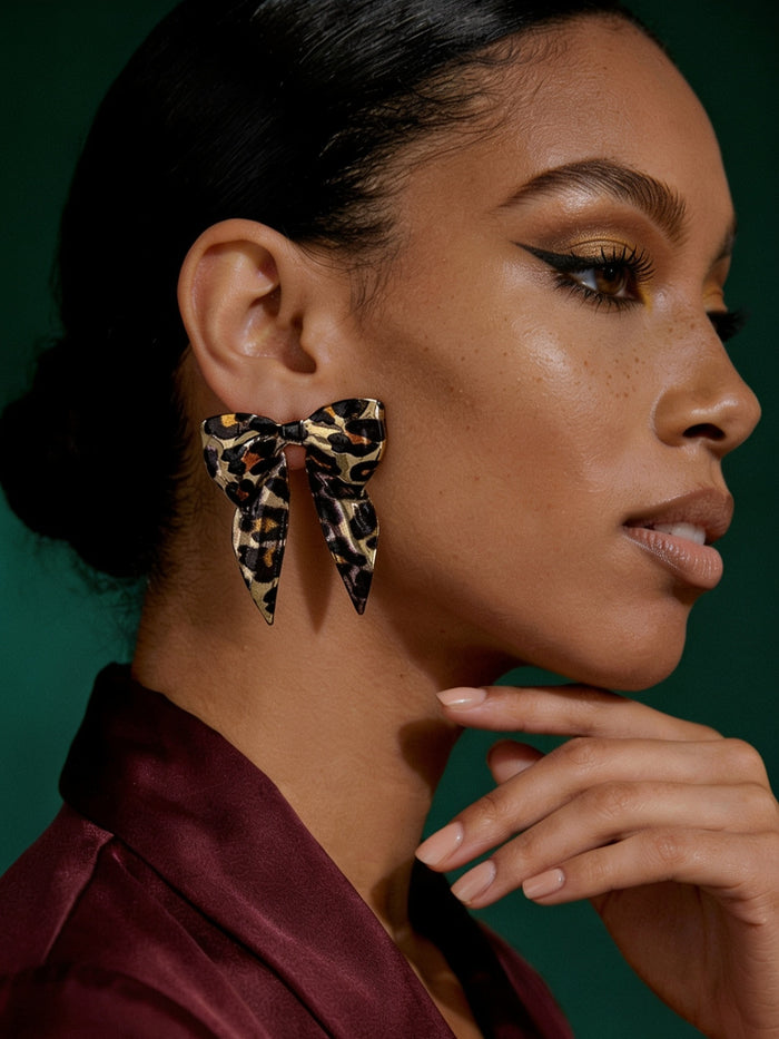 Wild Print Bow Studs