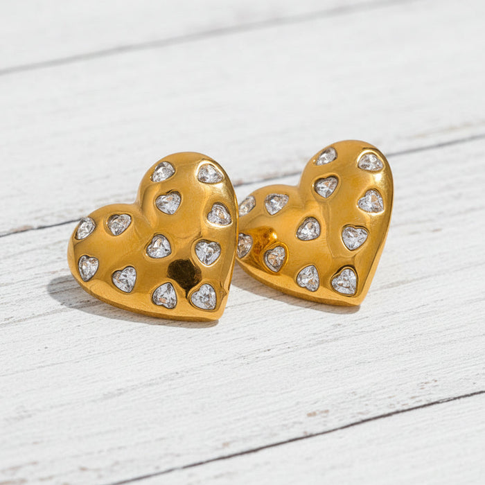 Crystal Heart Studs